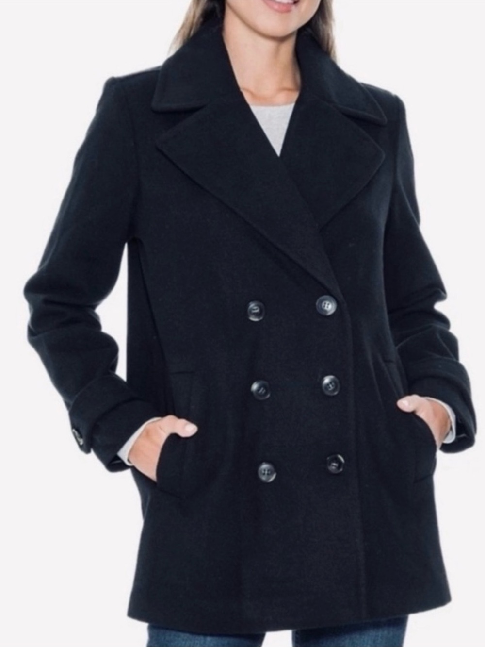 NEW Croft & Barrow Black Pea Coat Size XL (WITH FREE NEW SCARF!)